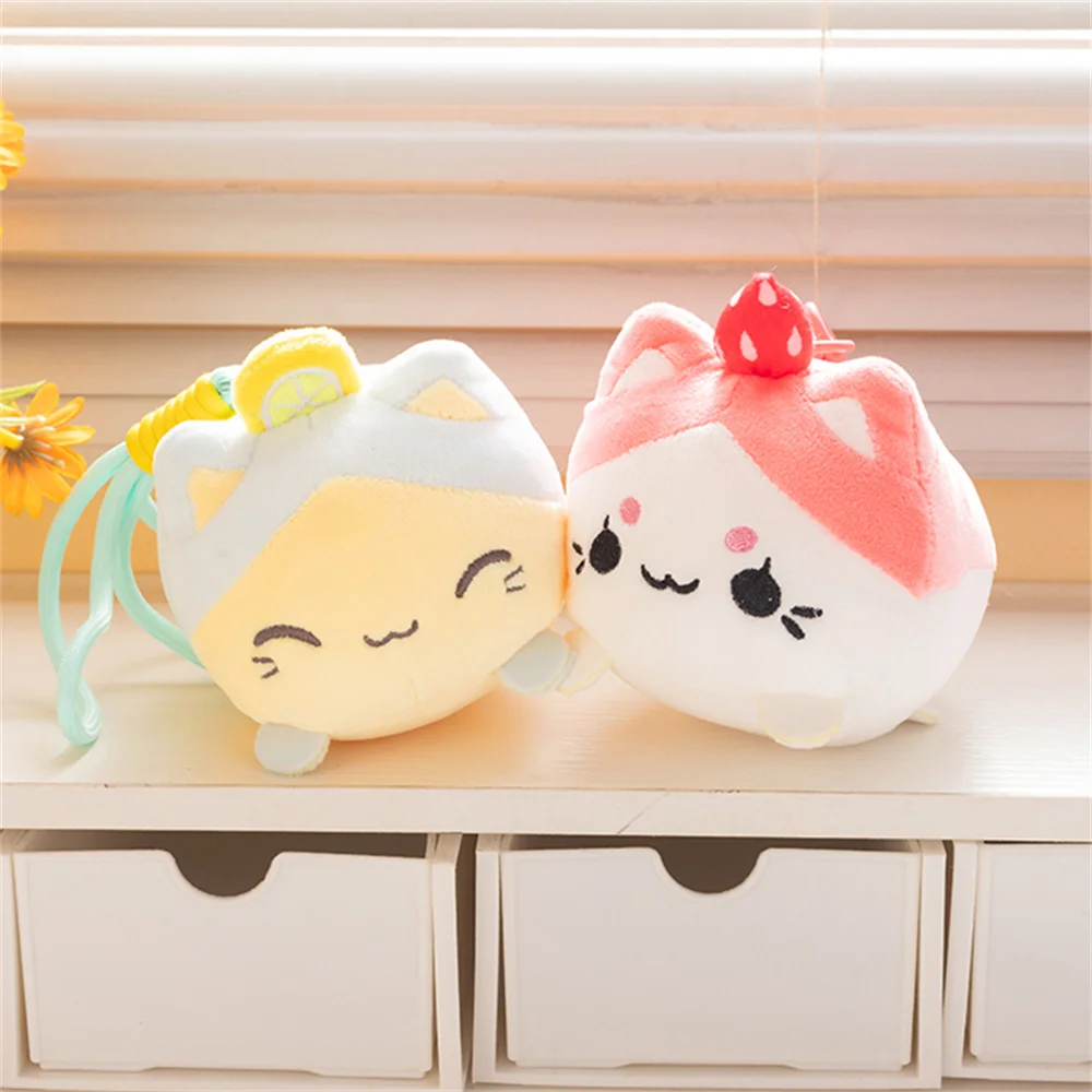 12 cm simpatico peluche frutta gatto peluche limone fragola gatto ciondolo decorazione zaino regalo Kawaii per ragazze e bambini