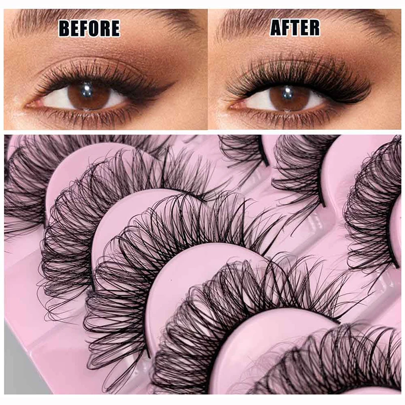 Russian Full Strip Volume Fake Eyelashes DD Curl 10 pairs Mink 9mm 3D False Faux Resuable Eye Make Up Eyelash Extension