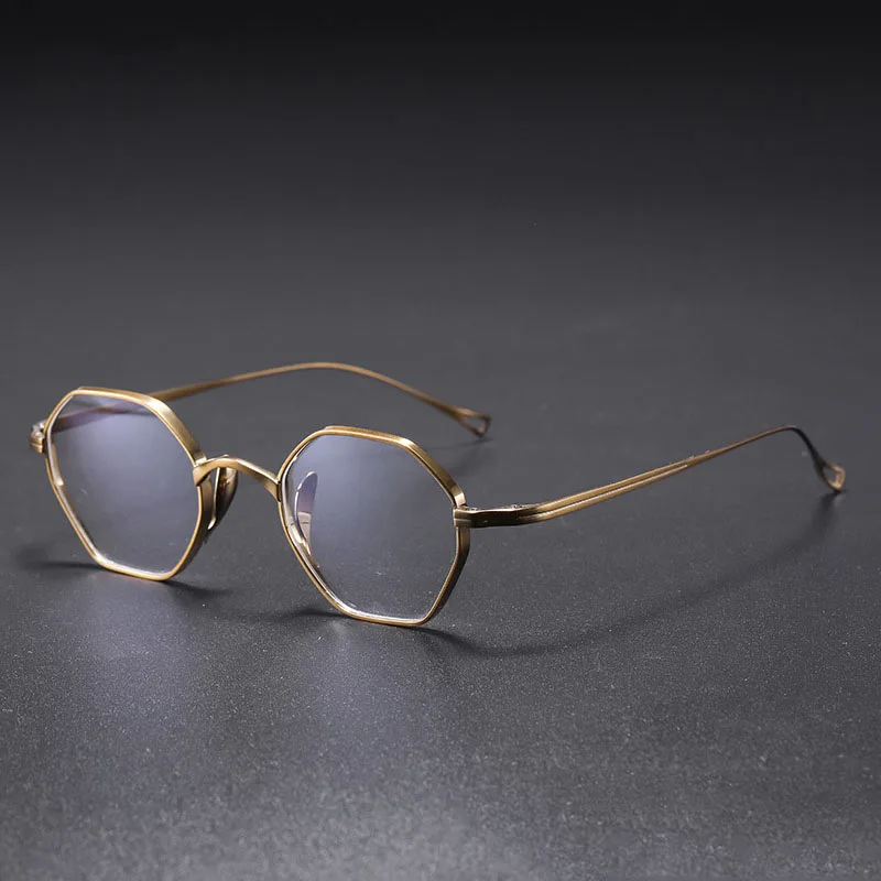 College Student Fashion Simple Small Polygon Myopia Glasses Frame Men Women Retro Ultra Light Pure Titanium Optical Spectacles