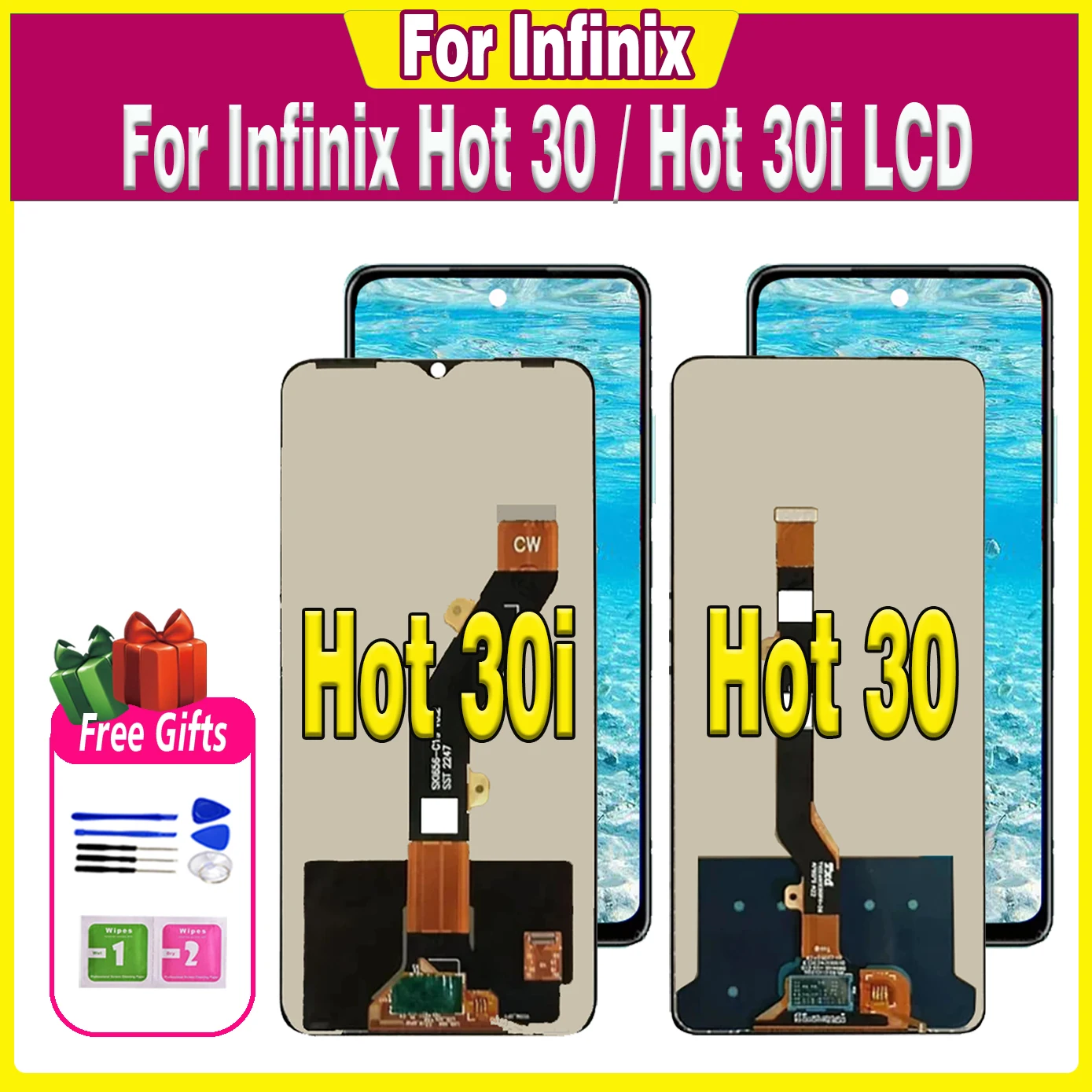 LCD For infinix Hot 30 hot30 X6831 LCD Display For Infinix Hot 30i Hot30i NFC X669 X669C X669D LCD Touch Screen Digitizer