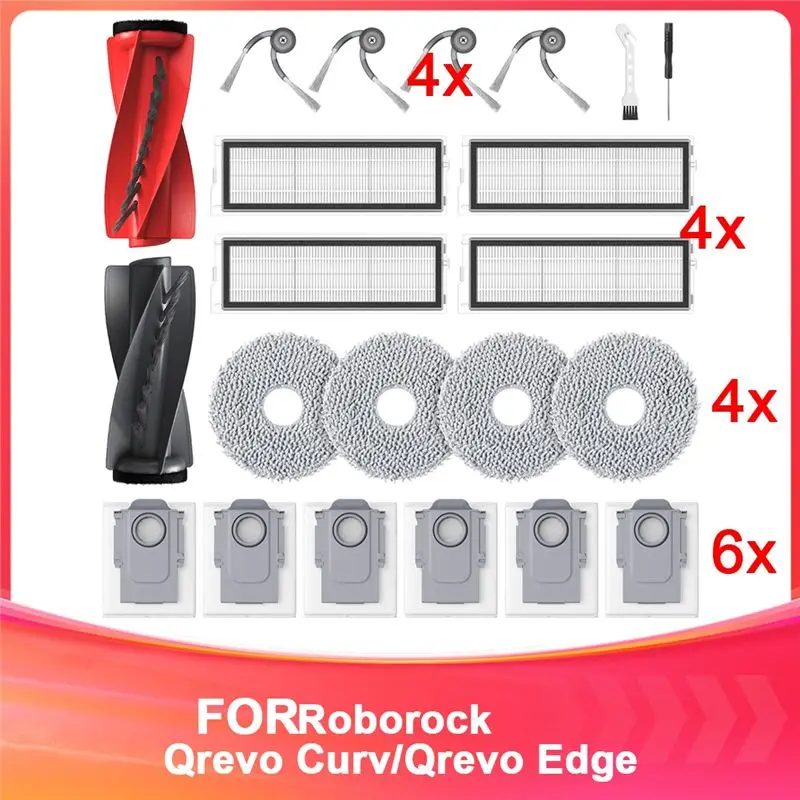 

Запасные части A40Z для робота-пылесоса Roborock Qrevo Curv/Qrevo Edge, в комплекте основная щетка, салфетки для уборки, мешки для сбора пыли.