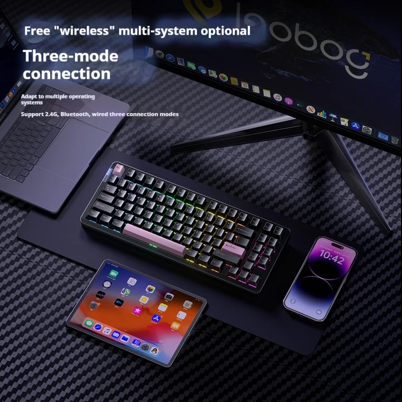 Leobog Hi86 Keyboard Mekanis Nirkabel 3Mode Hot Swap Paduan Aluminium 2.4G/Bluetooth Aksesori Keyboard Gaming Kustom