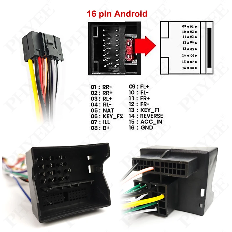 Arnés de cableado Quadlock, decodificador CAN Bus, retención SWC, adaptador P&P de 16 pines para radio Android, para Ford Focus 2 Mondeo Kuga