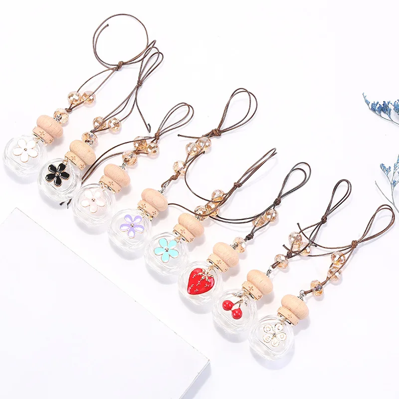 

50Pcs Glass Transparent Refillable Car Perfume Air Freshener Empty Hanging Bottle Fragrance Diffuser Interior Decoration