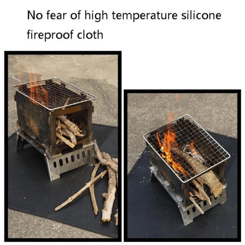 Outdoor Camping Fireproof Stove Flameproof Flame Retardant Temperature Resistant Insulated Barbecue Mat Silicone Fireproof