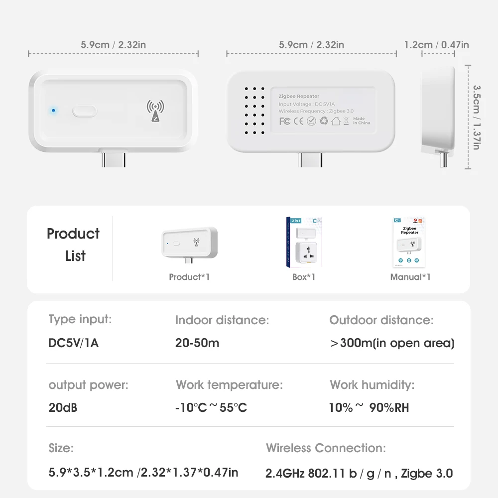 Tuya ZigBee Type-C Signal Repeater Signal Amplify Extender for ZigBee Gateway Signal Smart Life Smart Home Assistant Automation