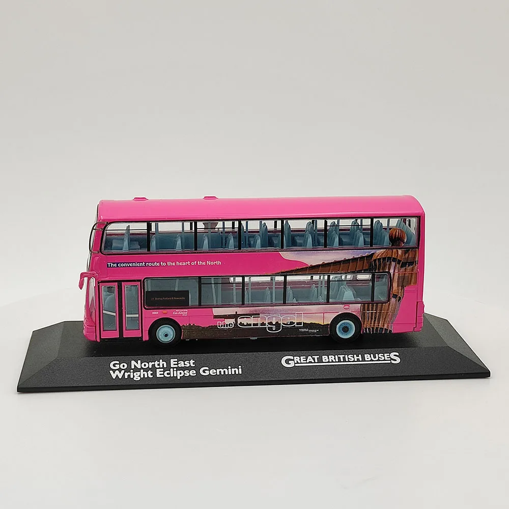 Diecast 1/76 Scale ATLAS World Bus Collection Double-decker Tour Bus Alloy Pink Car Model Collection Toy Gift Display Ornament