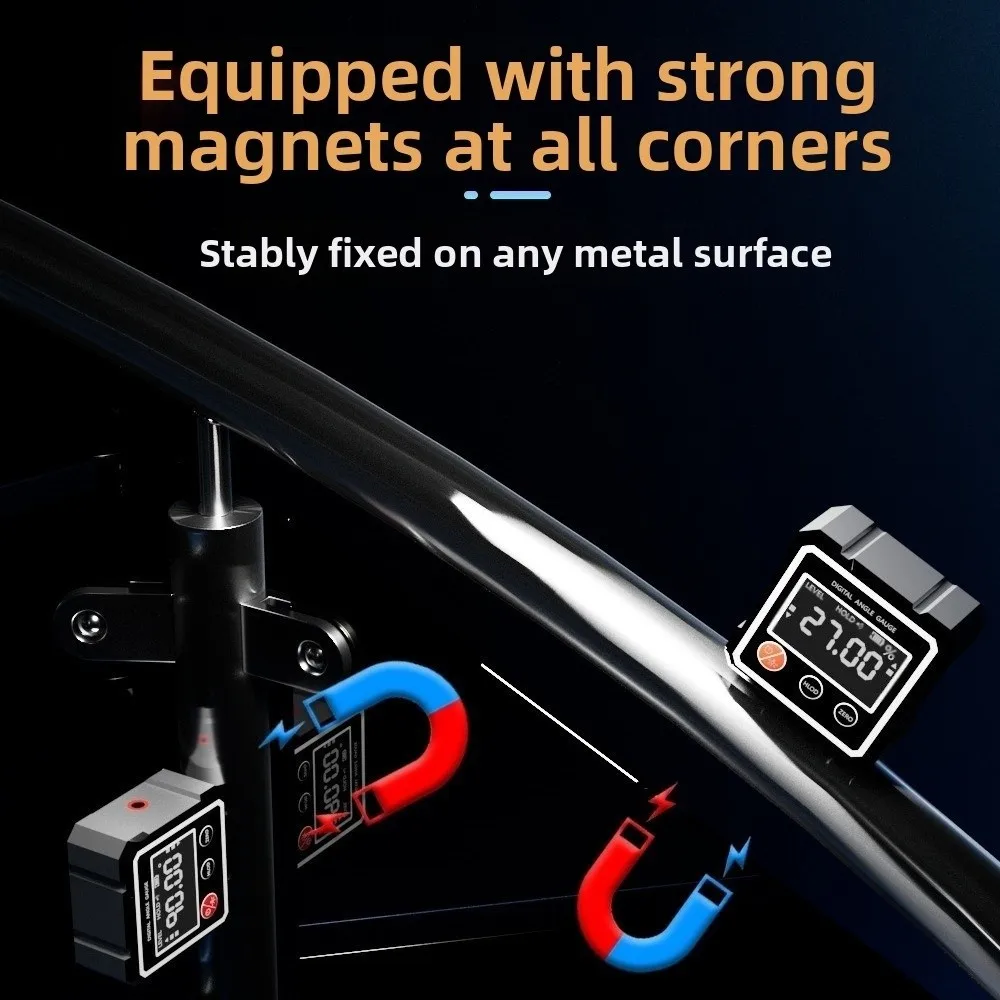 مقاوم للماء الميل الرقمي LCD الخلفية قاعدة مغناطيسية زاوية مكتشف 360 درجة الدقة إمالة زاوية صندوق النجارة العمل #5