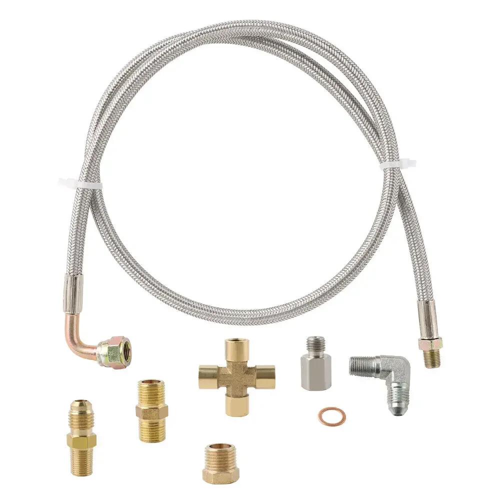 

1/8 NPT-4AN Turbo Oil Feed Return Line Kit 90° Degree Oil Feed Line Kit For T3 T4 T04E T60 T70 GT35 GT45