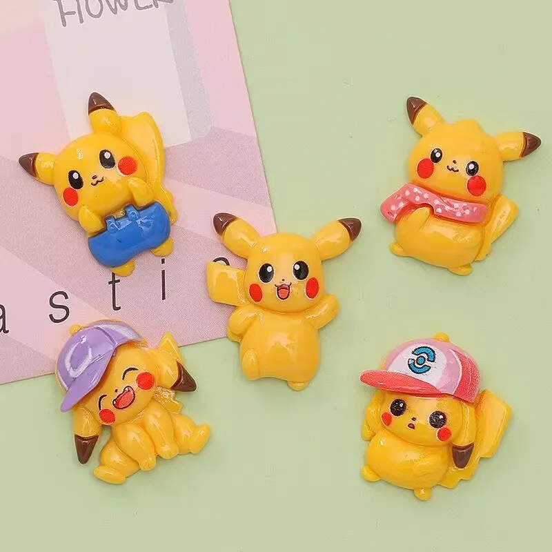 20/30/60pcs Cute Bright Face Pikachu DIY Cream Glue Homemade Phone Case Refrigerator Stickers Hair Clip Accessories Gift