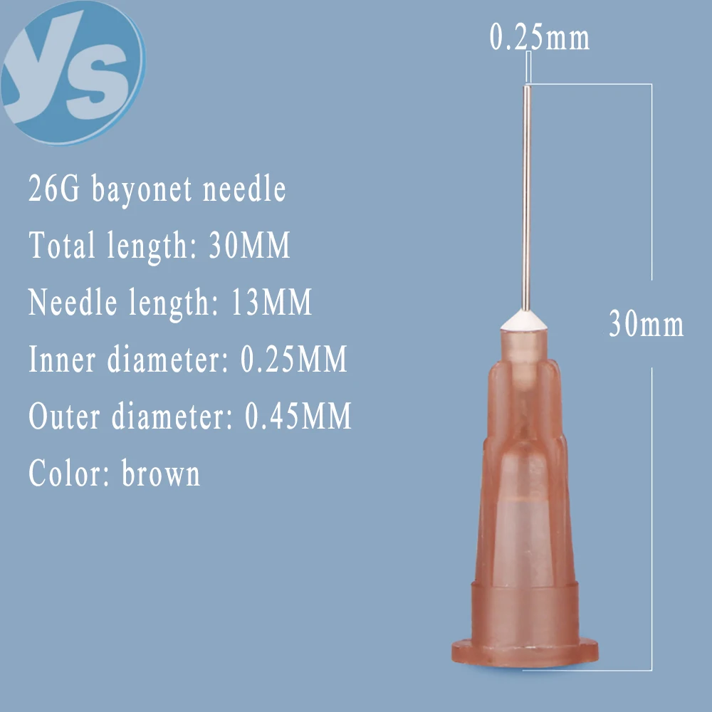 YS قاعدة بلاستيكية حربة إبرة الطول الإجمالي 43 مللي متر طول الأنبوب 25 مللي متر حقنة صناعية آلة الاستغناء التجريبي إبرة مسطحة #4
