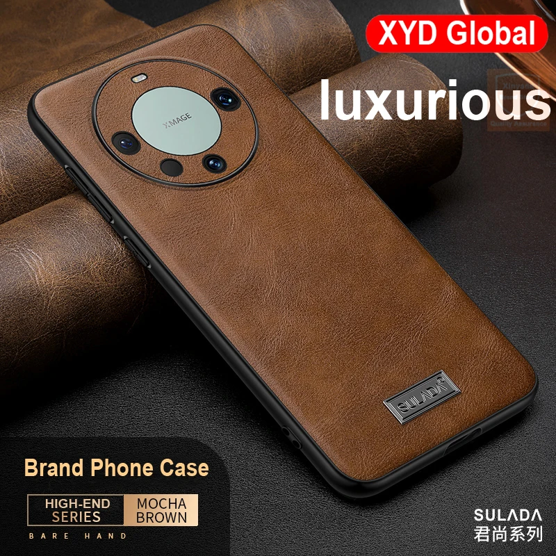 

High end Brand For Huawei Mate 60 Pro Case Genuine Leather Phone Back Case For Huawei Mate 60 Pro Mate60 Cover Bumper Shell Skin