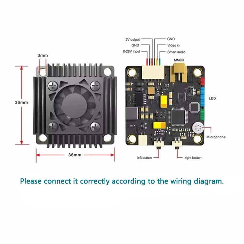Transmission d'image ultra-distance FPV VTX 3w TX3000AC 3000mW 4.9g-5.9g plastique VTX haute puissance 3w émetteur pièces de télécommande