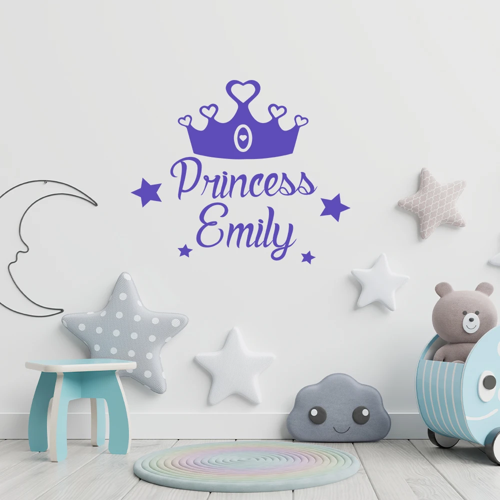 1pc New Design Personalize Custom Name Crown Wall Sticker Removable Wall Stickers Wallpaper Decor Living Room Bedroom Removable