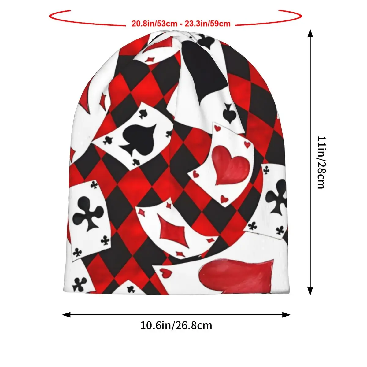 Playing Cards Pattern Men Women Thin Beanies Windproof Ski Cap Double Layer Fabric Bonnet Hat