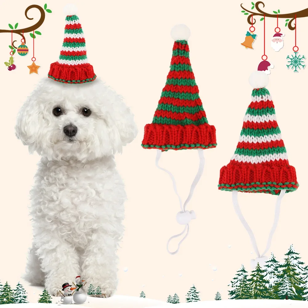 

Christmas Series Knitted Triangular Hat Christmas Style Pet Clothing Supplies Pet Hat