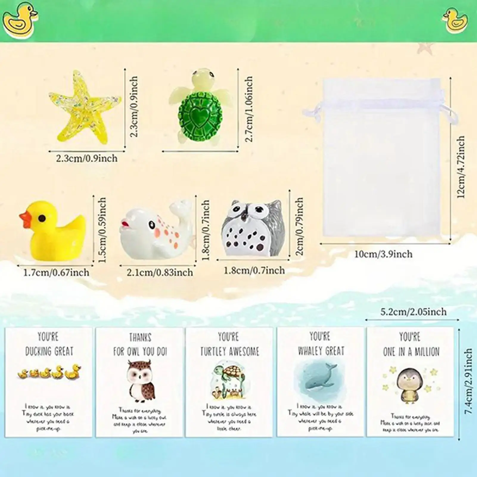 Presente de funcionário 5 peças presente de resina para funcionários voluntários decorações positivas inspiradoras designs temáticos de animais para escritórios