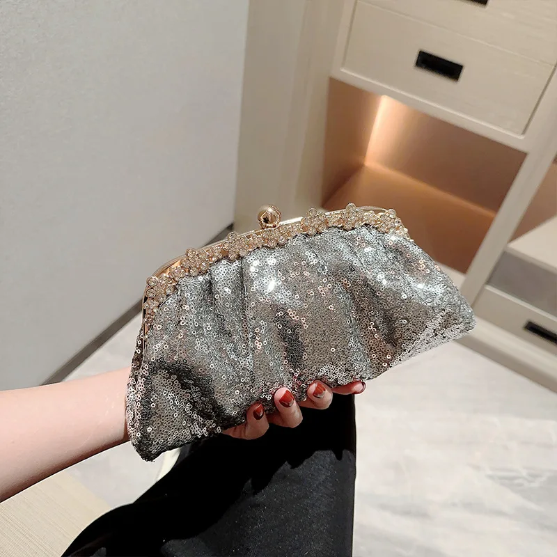 Dark Blue Clutch Bag Women Bling Sequin Purses and Handbag Diamonds Women\'s Wallet Chain Shoulder Female Party Clutch Z246