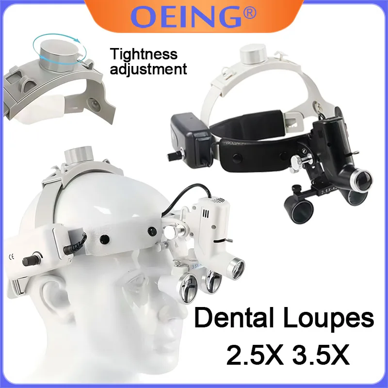

Dental LED Headlamp Compatible with Binocular Magnifiers, Adjustable Brightness, 5W Spot Light, Dental Tools, Oral Instruments