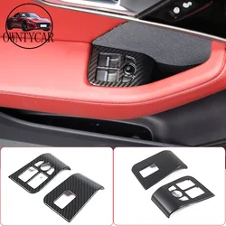 ABS Carbon Fiber For Jaguar F-TYPE 2013-2024 Car Window Glass Lift Button Decorative Frame Sticker Car Interior Accessories