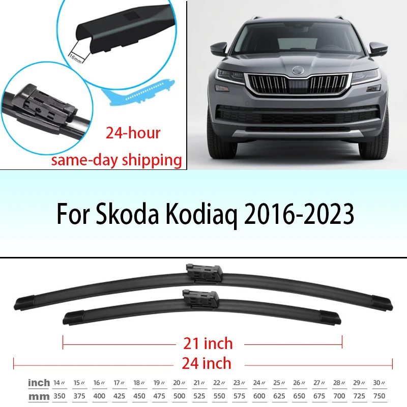 

For Skoda Kodiaq 2016-2023 2017 2018 2019 2020 2021 2022 Wiper Front Wiper Blades Windshield Windscreen Window Brush 24"+21"