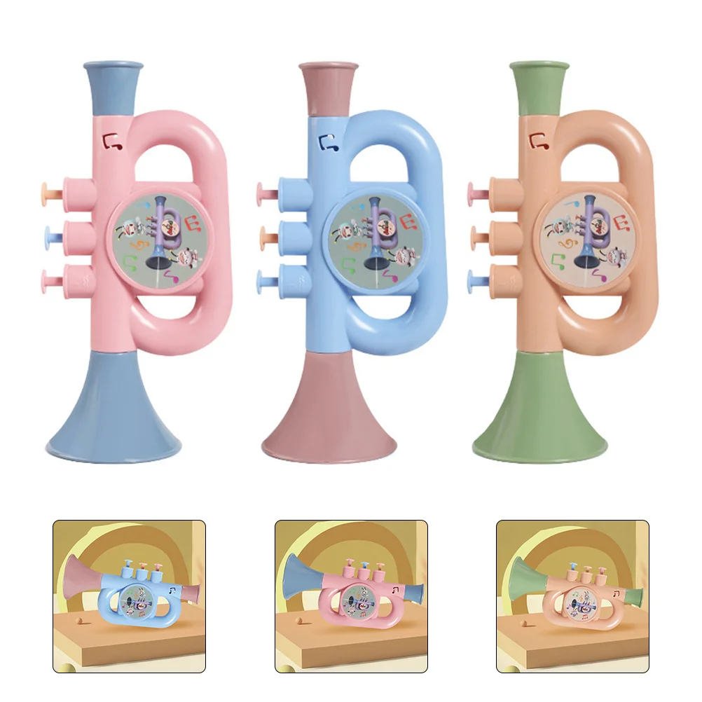 

3Pcs Kids Musical Trumpet Educational Blowing Instrument Colorful Simulation Plastic Horn Enhance Creativity Imagination