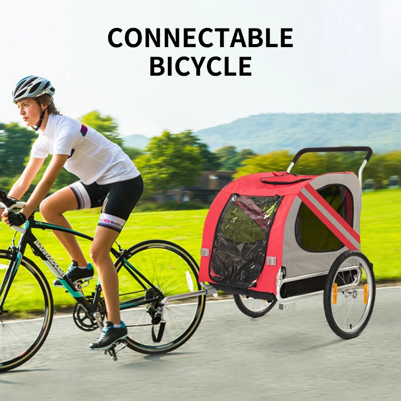 50  Wholesale Pet Stroller with Large Space Folding Cat Stroller Can Be Connected to a Bicycle