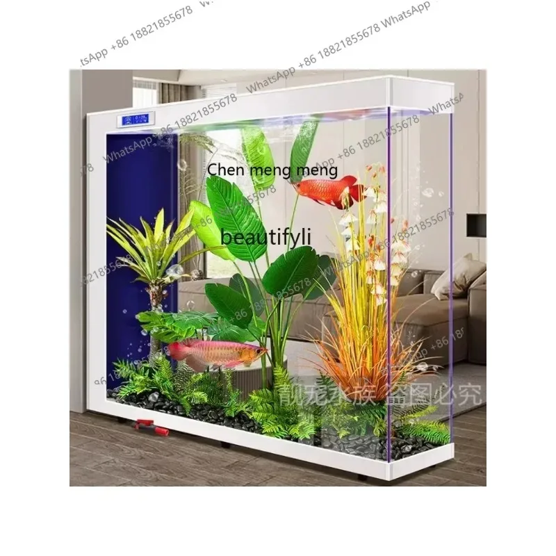 F181 l New Fish Tank Super White Glass Living Room Floor without Base Subareas Screens Ecological Self-Circulation Aquarium