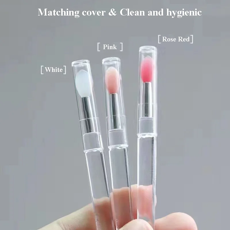 3PCS Portable Silicone Lip Brush with Cover Soft Lip Makeup Balm Applicator Lipstick Lipgloss Makeup Brushes Face Care Tool