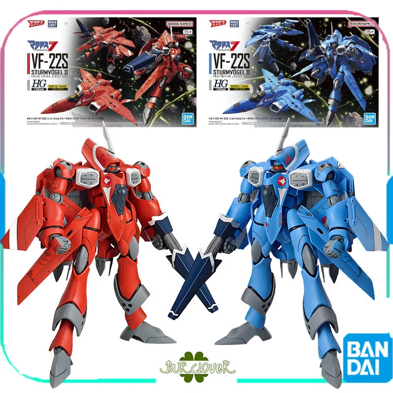 Bandai Original GUNDAM HG The Super Dimension Fortress Macross VF-22S Anime Action Figure Assembly Model Toys Collectible Model