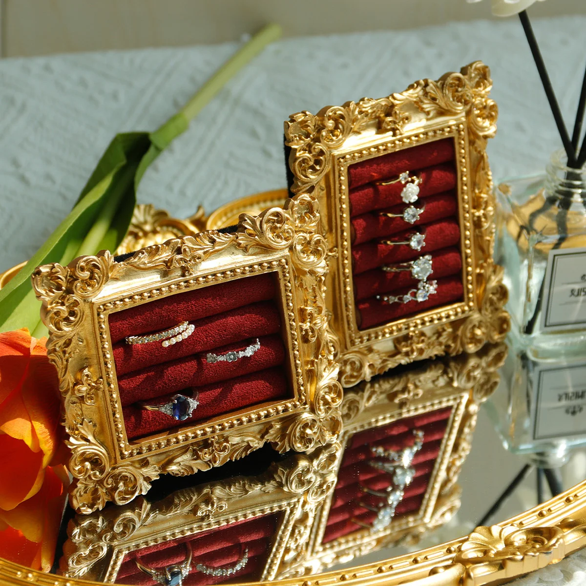 Jewelry Display Stand Vintage Photo Frame Ring Tray Jewelry Store Storage Booth Display Photography Display Item Prop