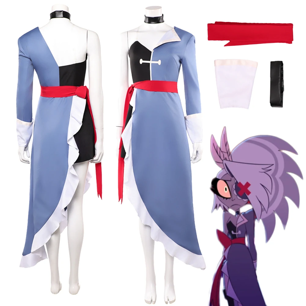 TV Hell Inn 2 Vaggie فستان أرجواني طقم ملابس تنكرية للهالوين ملابس موحدة للنساء البالغات بدلات حفلات الكرنفال