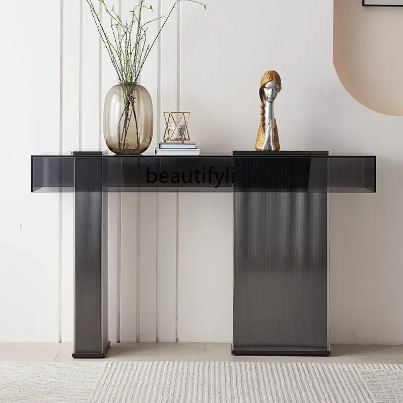 

Light Luxury Style Hallway Table Designer Creative Glass Hallway Cabinet Entrance Door Modern Minimalist Hallway Table