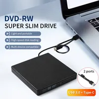 2 in 1 USB3.0 Type-C Slim External DVD Burner RW CD Writer Optical Drives Reader Player for Laptop PC Notebook Computer Portatil