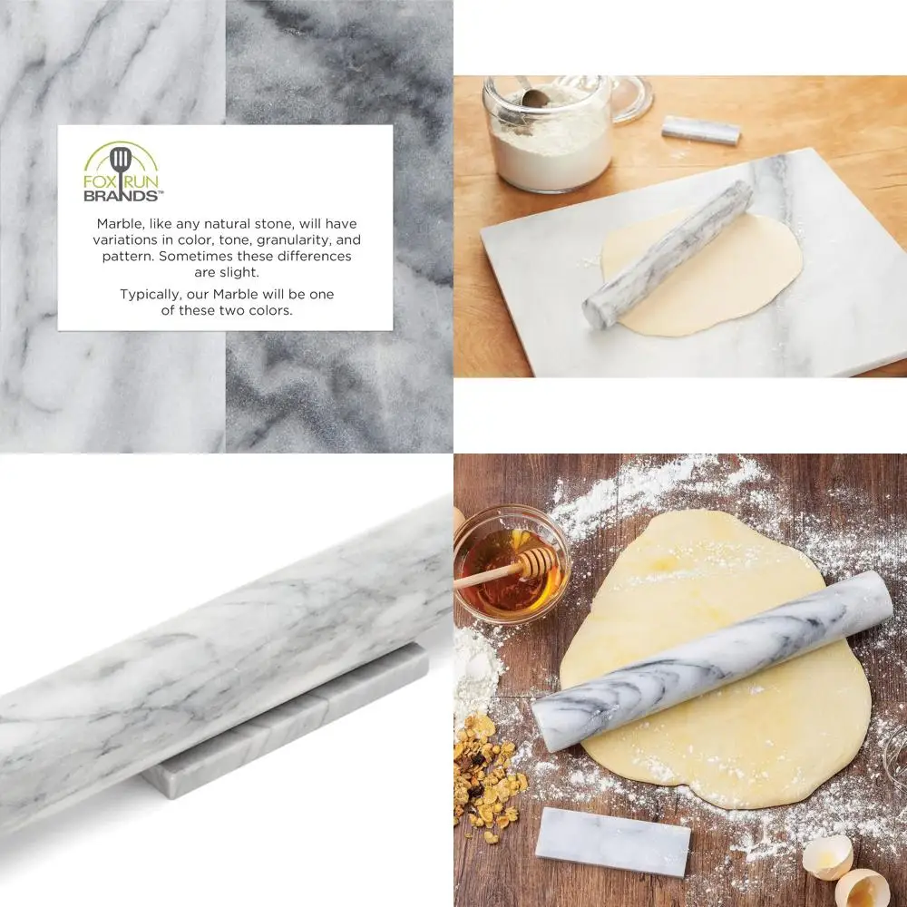 

White French Marble Rolling Pin with Stand, 3 Diameter x 12 Length