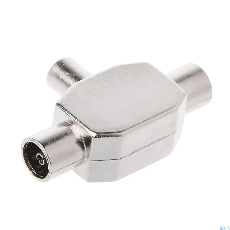 R91A 2 forma para T Splitter1x Male a 2 Metal Coaxial Coaxial Airial Adaptador