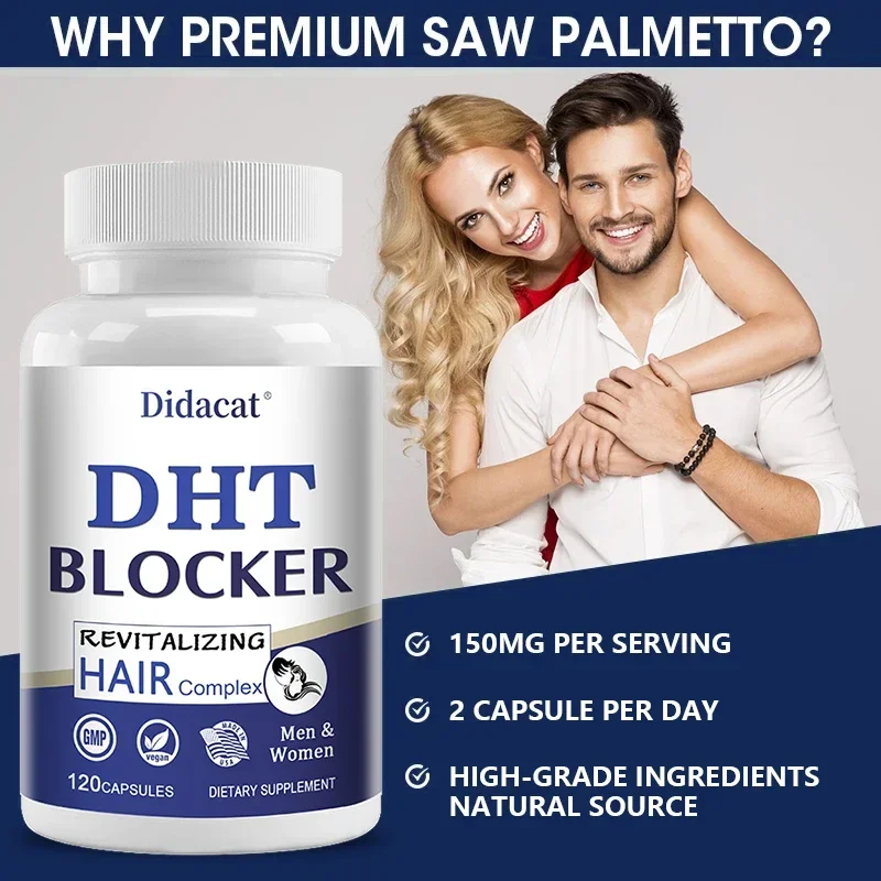 Didacat Advanced DHT Blocker Hair Growth Supplement for Hereditary Thinning Hair - for Men and Women, Hair Loss