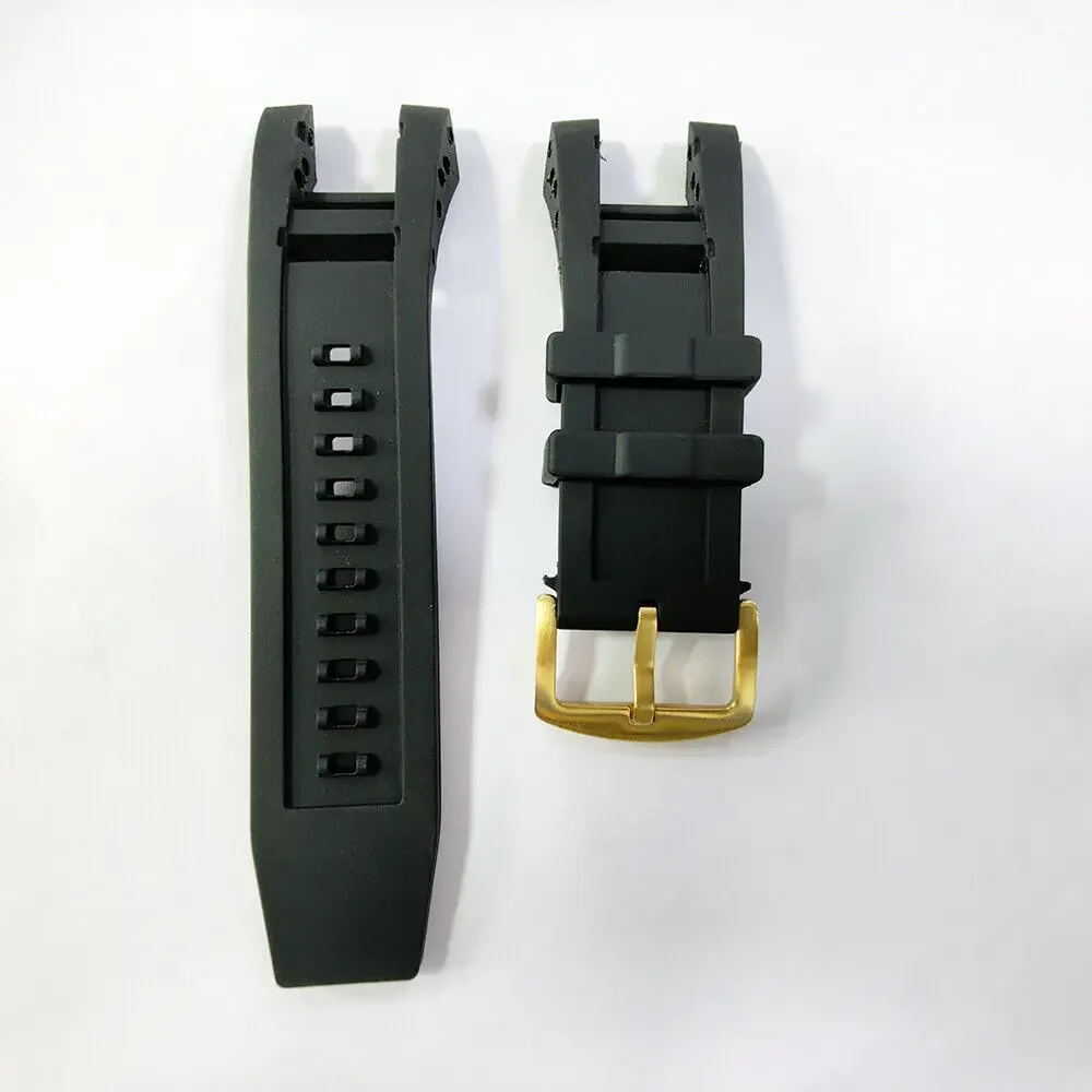 

32mm Black Rubber Watch Band With Gold Buckle For Invicta Subaqua Noma IV 6564