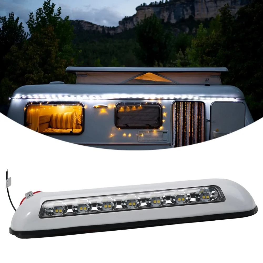

12V 6000K 8W White/warm White RV LED Awning Porch Light Waterproof Motorhome Caravan Van Camper Trailer Wall Lamps Light