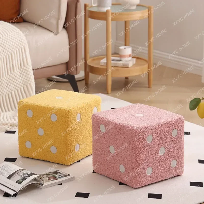 Salon Foot Stool Portable Velvet Fabric Cover Modern French Balcony Space Saving Bedroom Ottomans Hallway Furniture