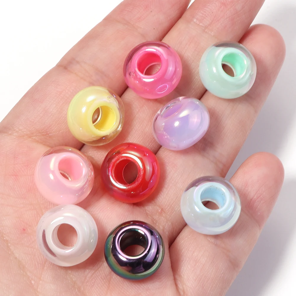 10 Stück/Set UV-beschichtete farbige Acryl-Abakusperlen mit großem Loch, lose Abstandsperlen für Schmuckherstellung, DIY-Armband- und Halskettenzubehör – Detail 5