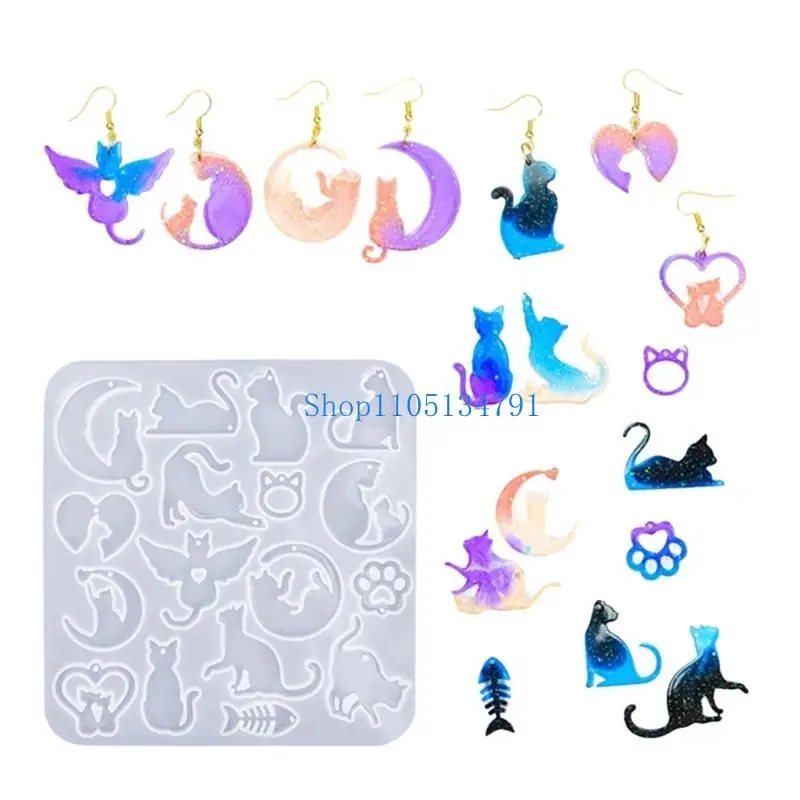 98 كجم قالب قلادة من السيليكون صياغة قوالب القطط شكل أقراط قوالب دلاية مجوهرات قوالب مثالية لصنع قلادة يدوية #2