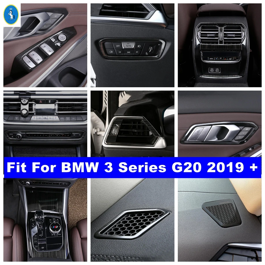 

Black Brushed Car Shift Gear Panel / Window Lift Button / AC Outlet Vent Accessories Cover Trim For BMW 3 Series G20 2019 - 2024