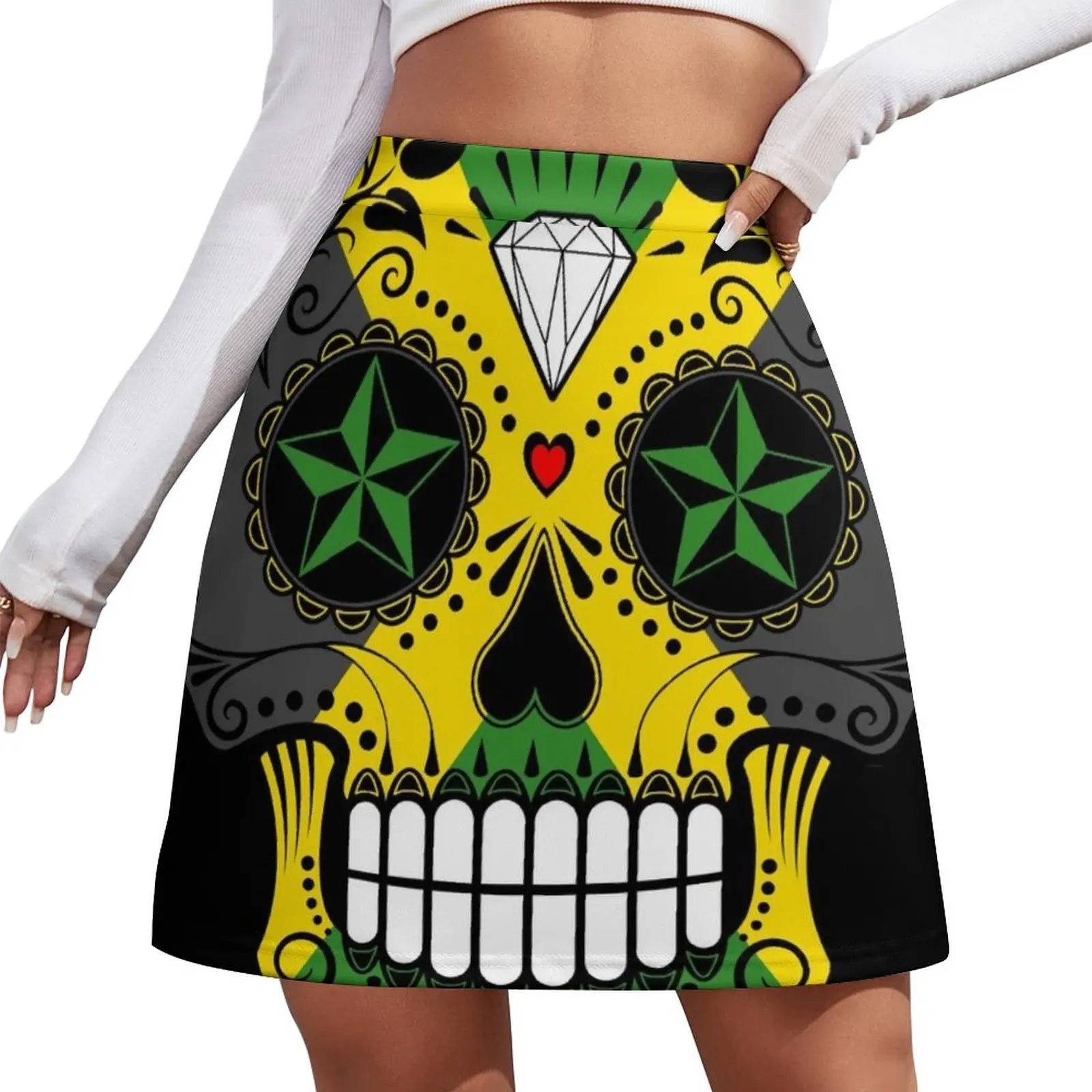 

Мини-юбка с узором Sugar Skull, розами и флагом Ямайки, летняя юбка, винтажная одежда 90-х годов, роскошные вечерние платья 2026