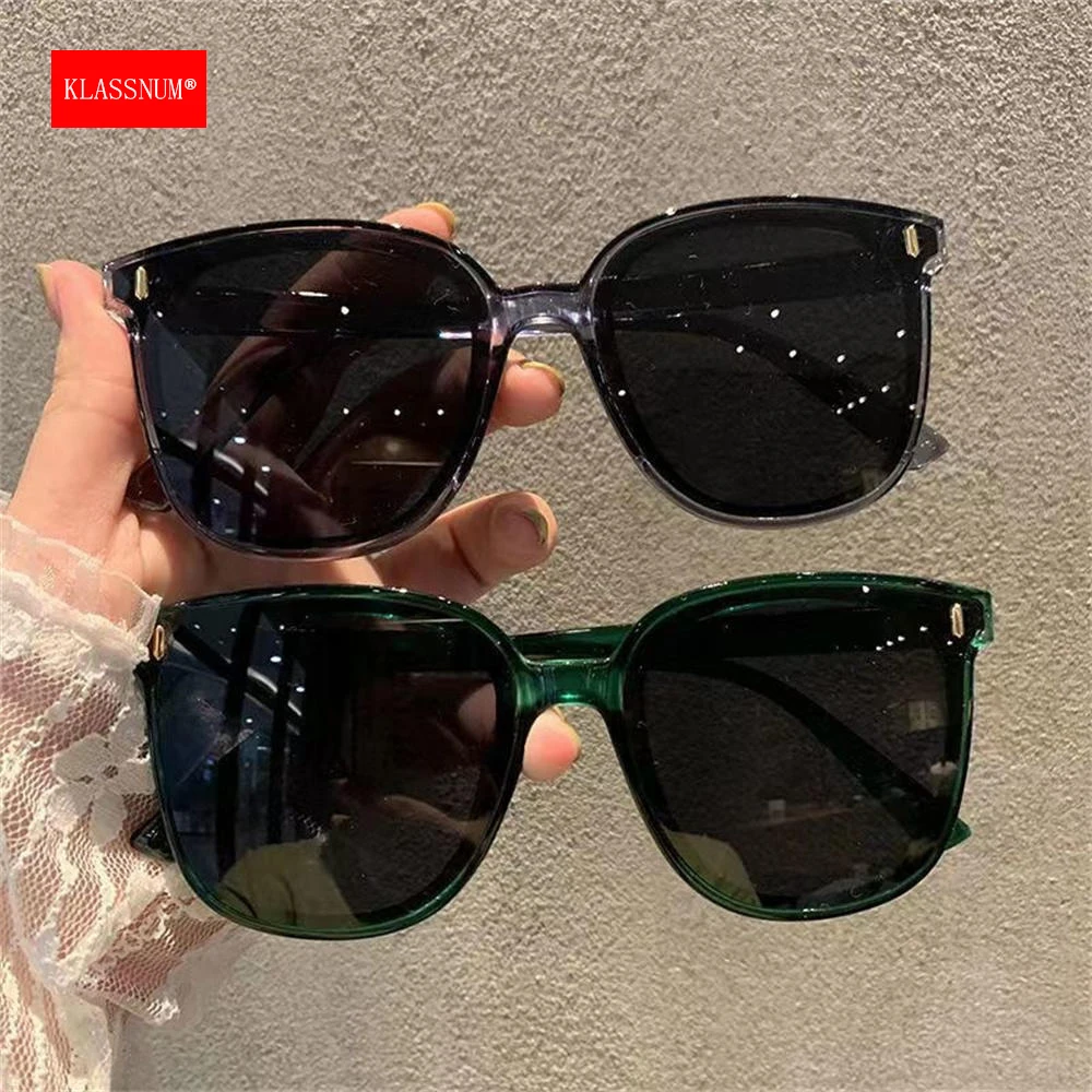 KLASSNUM Women Trendy Large Frame Sunglasses Brand Design Men Shades UV400 Protection Glasses Black Eyewear Driving Goggles 2024