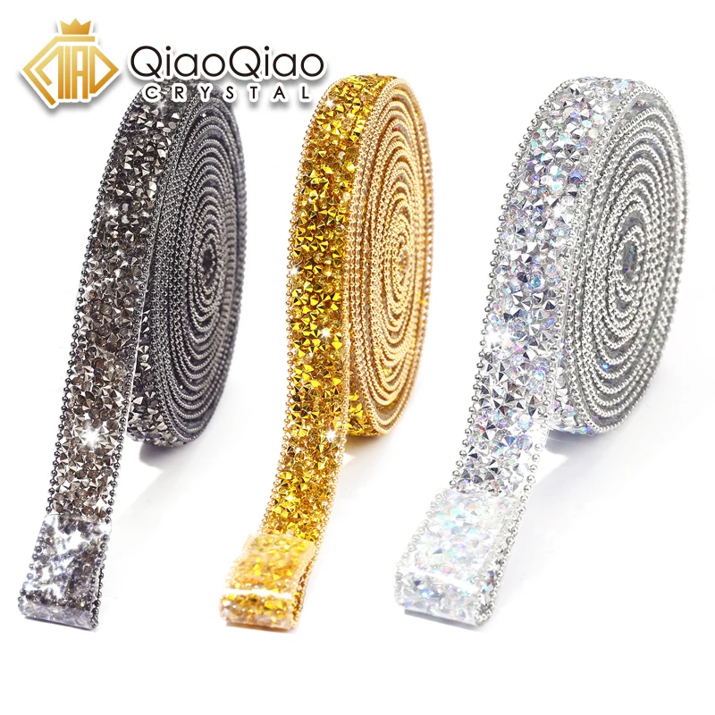 10/15mm 1Yard Self Adhesive Resin Rhinestone Ribbon Diamond Ribbon Crystal Roll Glitter Diamond Belt Bling For DIY Art Craft