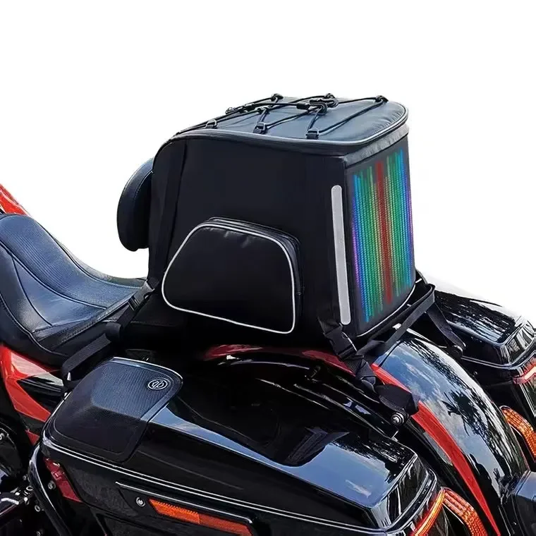 Motorcycle Tail Bags With Led Display Waterproof Smart App Control Motorcycle Tail Boxes For Luggage Rack