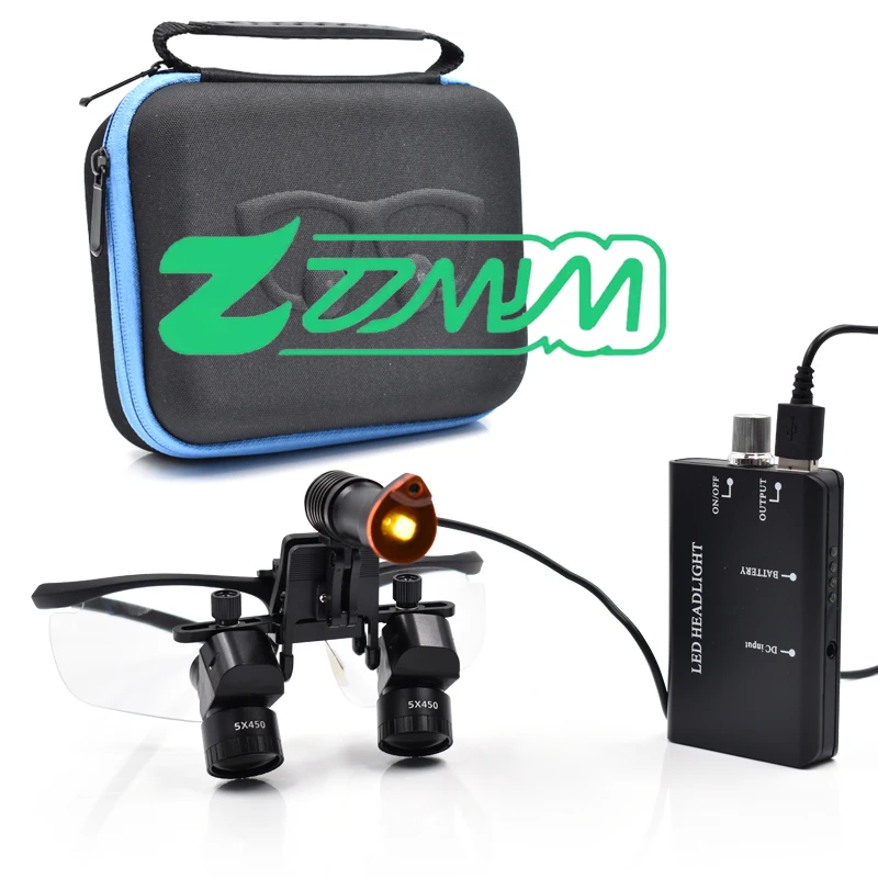 

5X den tal Loupes Хирургическая бинокулярная лупа под углом 45 градусов Dihedral со съемной светодиодной фарой 5 Вт Лупа ден tal для перенапряжения