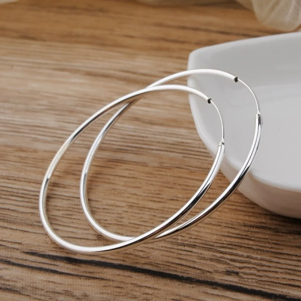 Roestvrij staal 12-70 mm minimalistische grote cirkel hoepel oorbellen voor vrouwen trendy gouden kleur metalen gladde ronde oorbel sieraden