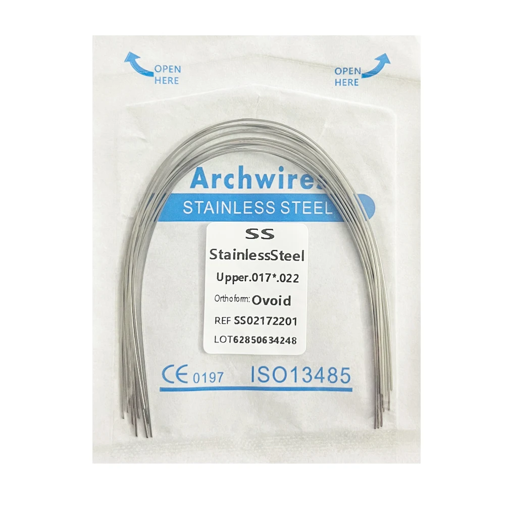 10pcs Dental Orthodontic Wire NITI Stainless Steel Round/Rectangular Wire Ovoid Form Dentist Material Dental Arch Upper Lower